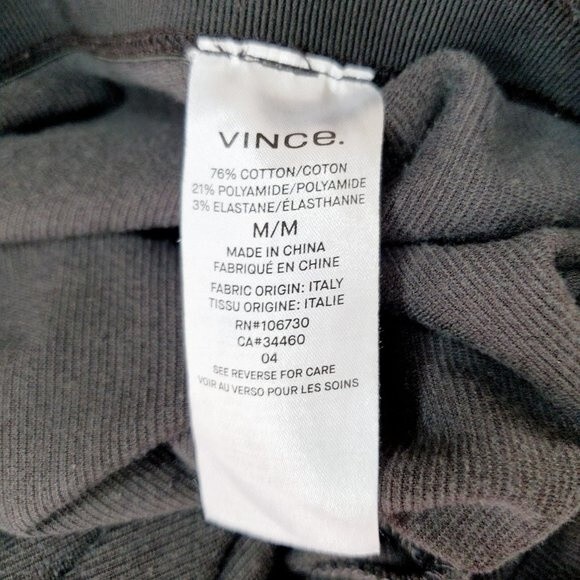 Vince Ribbed Stretch Leggings WOMENS Casual Pants Black Velour Lounge Comfy SZ M - Picture 3 of 10